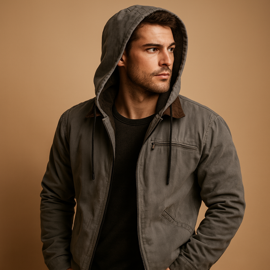 Men’s classic hooded zip up sweatshirt with soft inner lining and relaxed fit, suitable for everyday wear and cooler seasons.