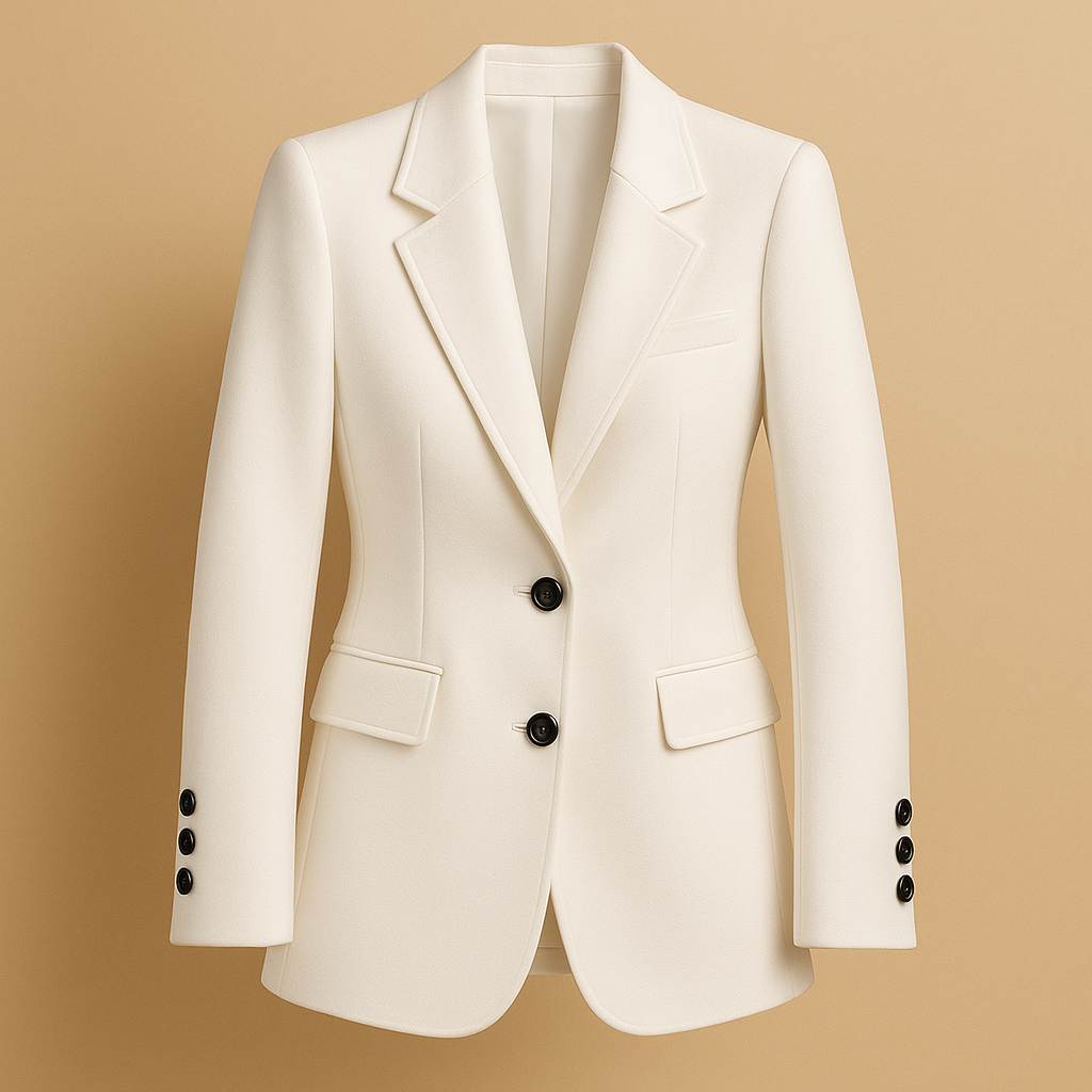 Women’s elegant long blazer with a timeless silhouette and modern details, ideal for both formal occasions and casual wear.