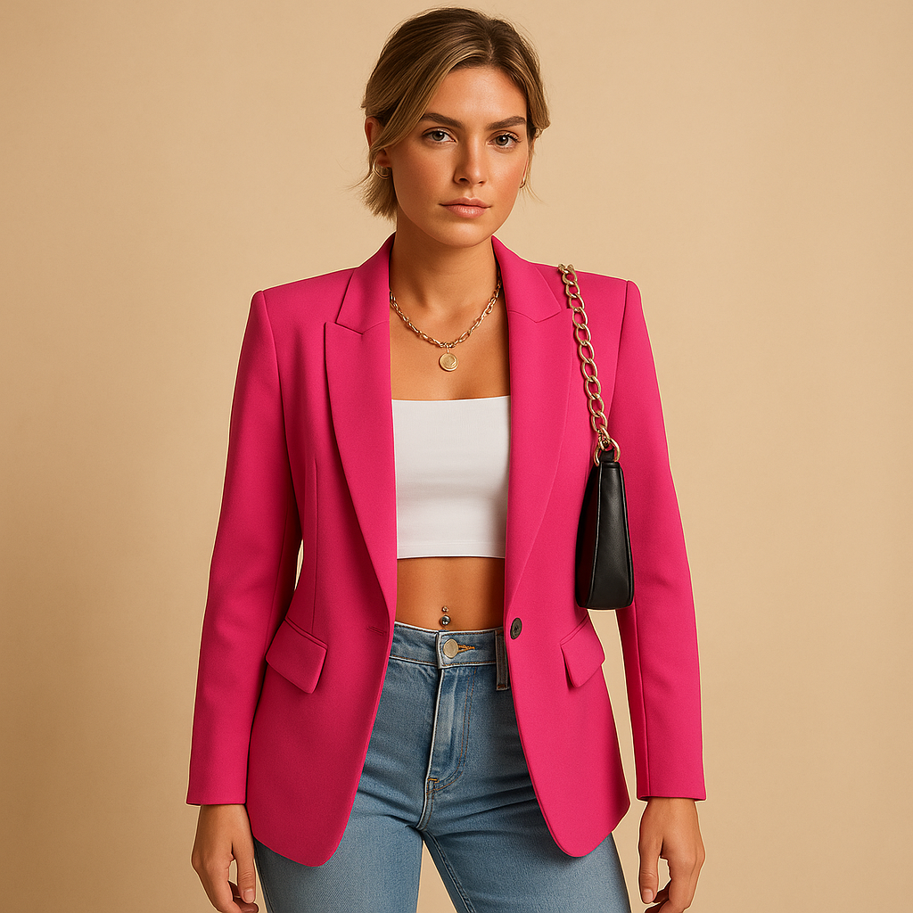 Women’s elegant tailored blazer with a fitted cut and classic-modern design, suitable for office wear, formal events, and stylish casual outfits.