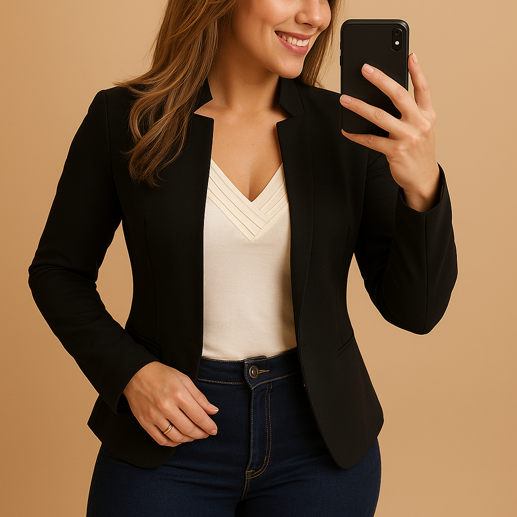 Women’s lightweight blazer with a classic lapel collar and regular fit, perfect for spring and summer business or casual outfits.