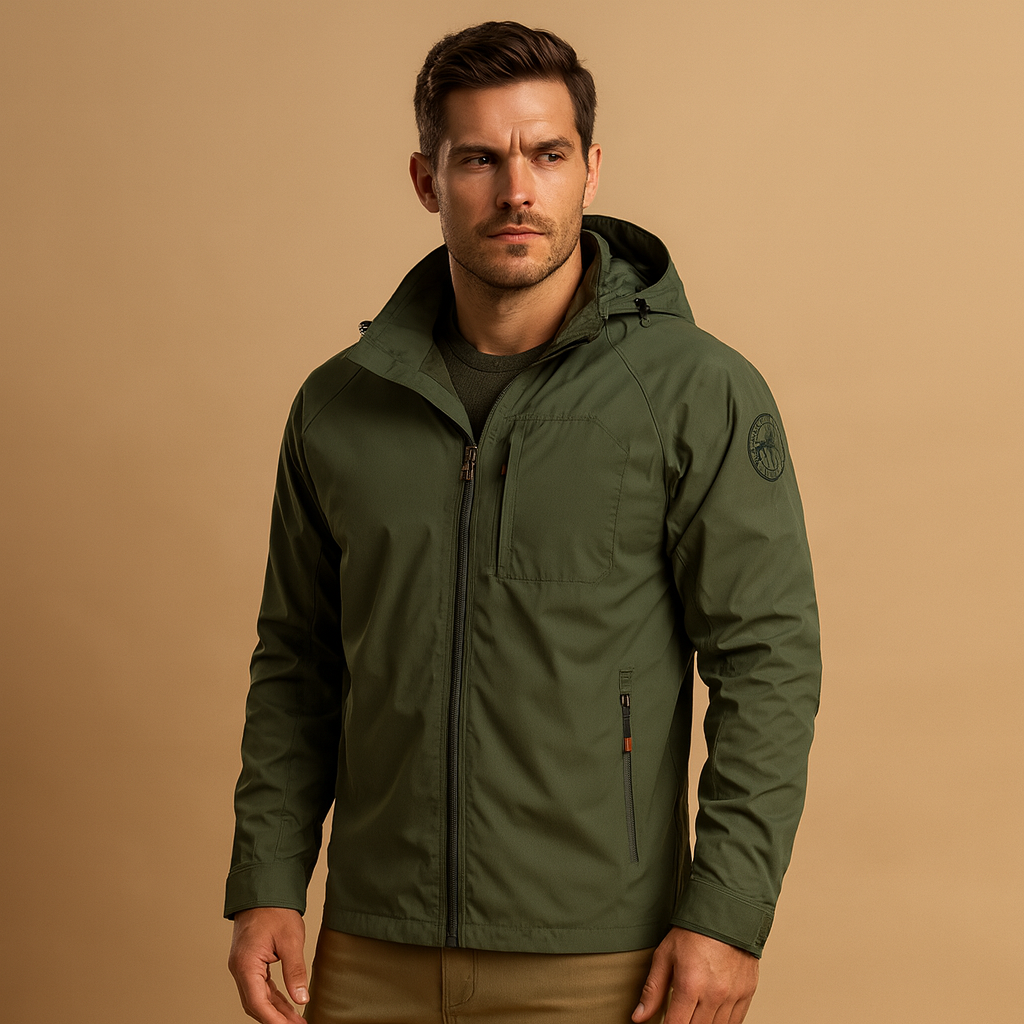 Men’s lightweight summer jacket with breathable fabric and multiple pockets, suitable for outdoor activities and everyday wear.