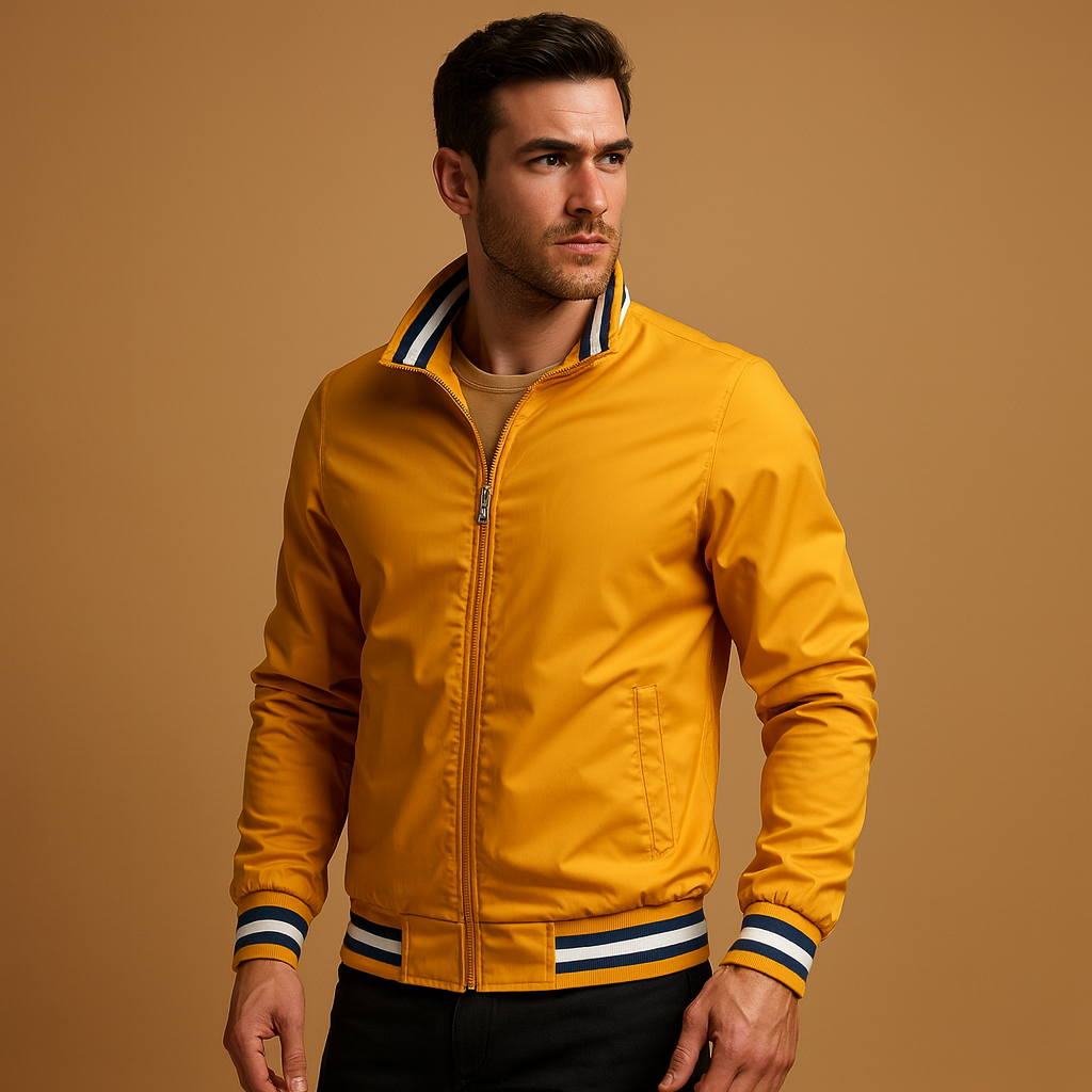 Men’s lightweight summer jacket with breathable fabric and zip closure, suitable for casual and formal wear during warm seasons.