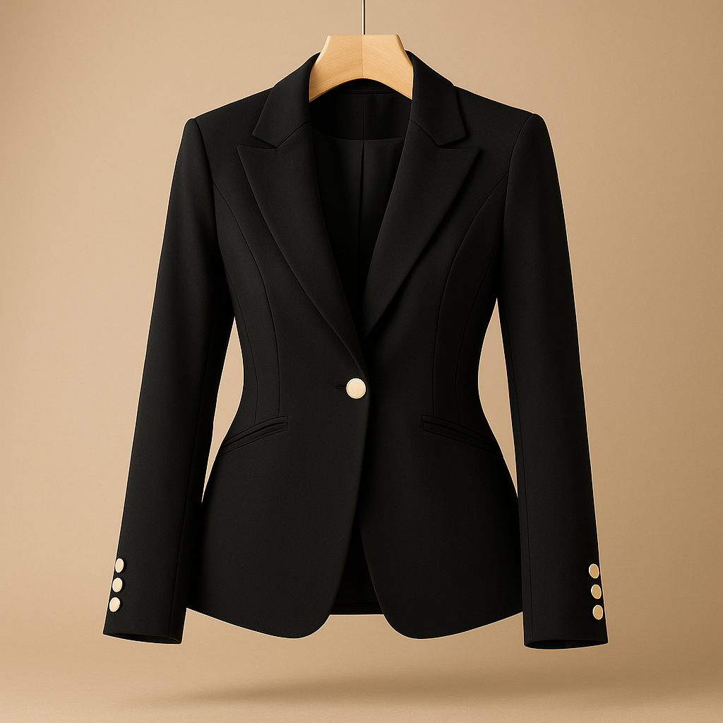 Women’s slim fit blazer with a classic lapel collar and lightweight design, ideal for casual outfits and everyday wear.
