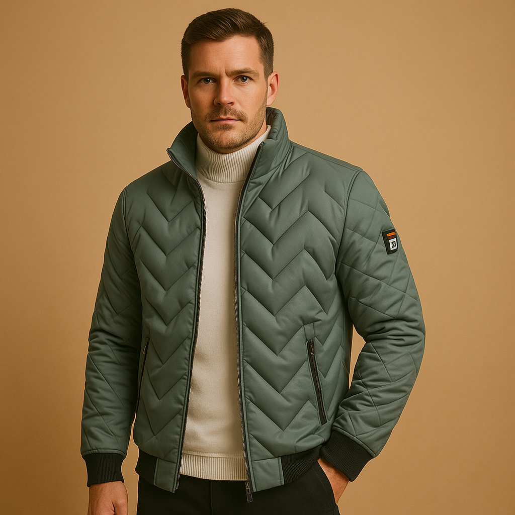 Men’s timeless puffer jacket with quilted construction and practical pockets, suitable for daily wear, outdoor activities, and casual outings in cold weather.
