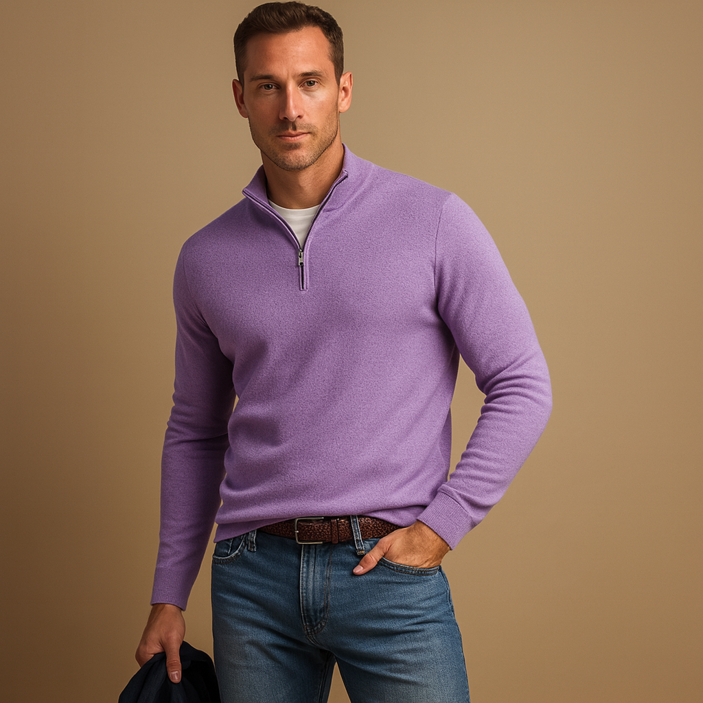 Men’s zipper cardigan with a soft warm feel and timeless design, ideal for daily wear, work, and casual autumn or winter outfits.