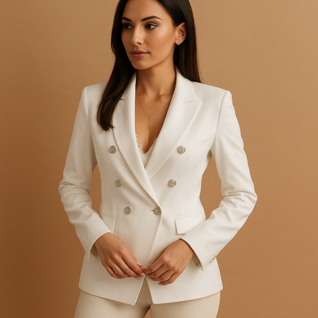 Women’s casual cotton blazer with a lightweight fit and solid timeless design, ideal for work, appointments, and special occasions.