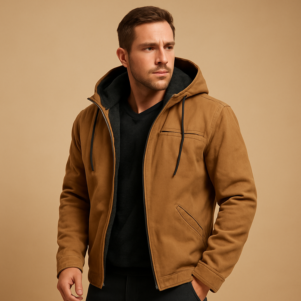 Men’s classic hooded zip up sweatshirt with soft inner lining and relaxed fit, suitable for everyday wear and cooler seasons.