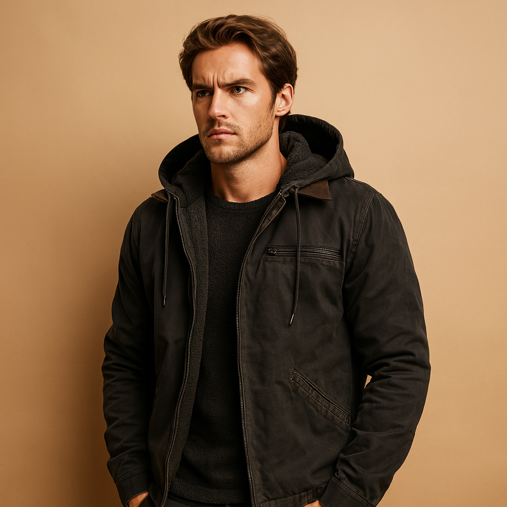 Men’s classic hooded zip up sweatshirt with soft inner lining and relaxed fit, suitable for everyday wear and cooler seasons.