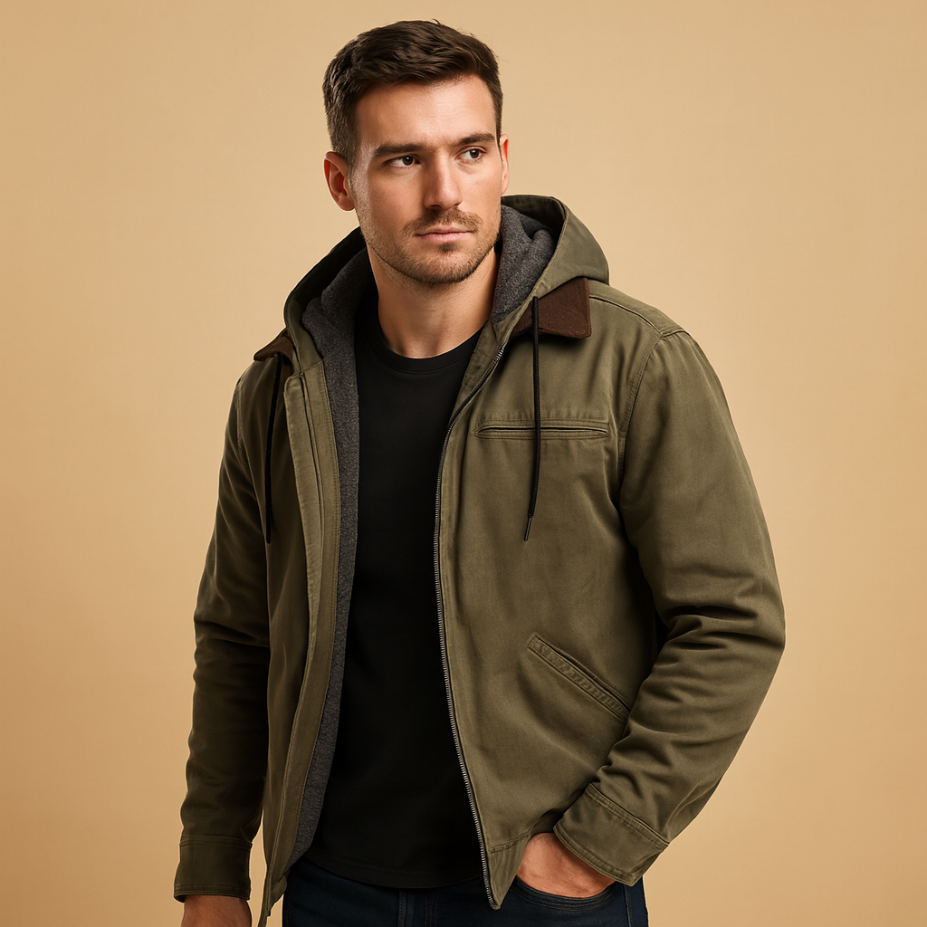 Men’s classic hooded zip up sweatshirt with soft inner lining and relaxed fit, suitable for everyday wear and cooler seasons.