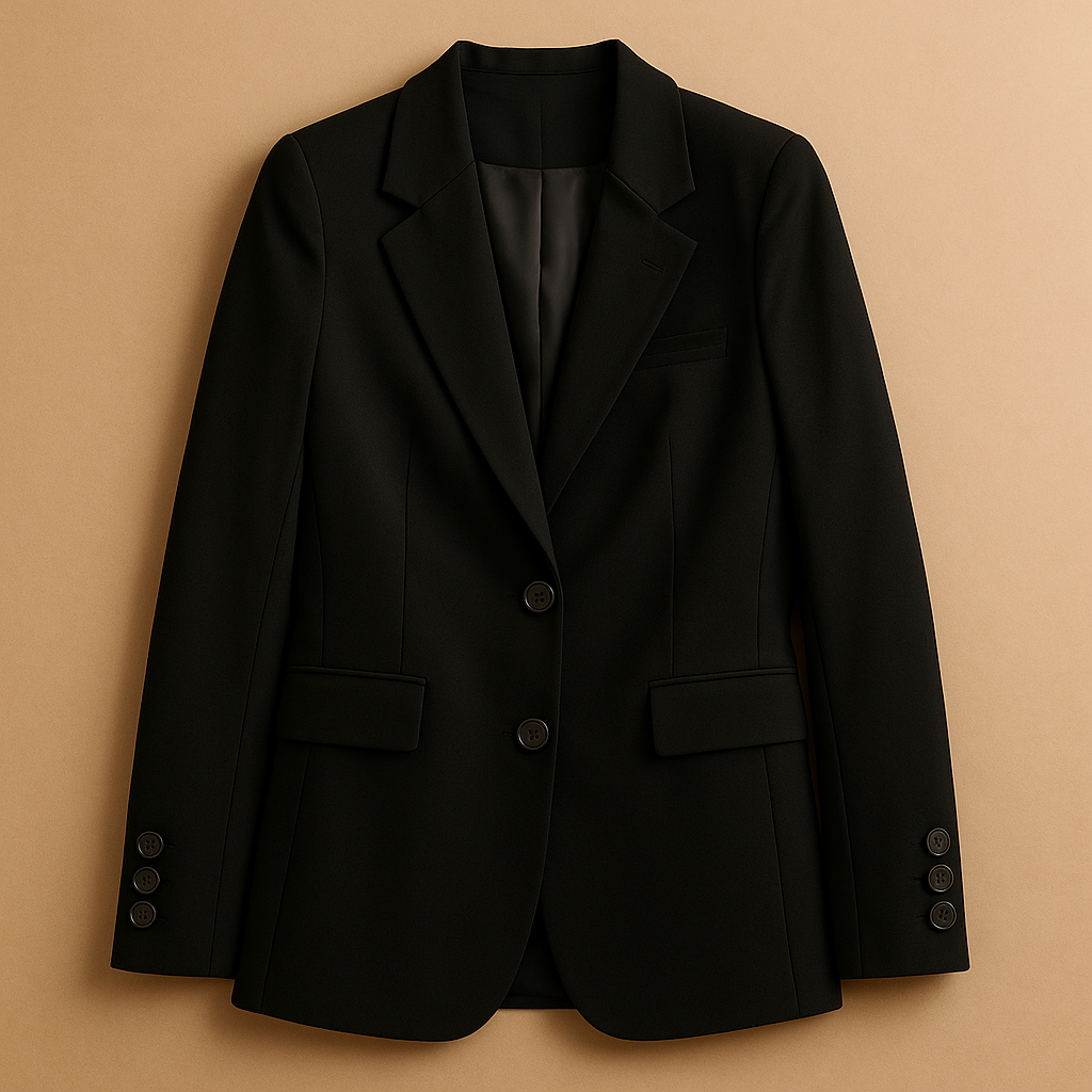 Women’s elegant long blazer with a timeless silhouette and modern details, ideal for both formal occasions and casual wear.