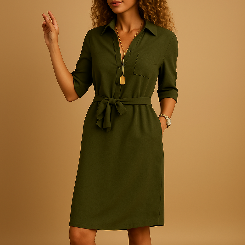 Elegant modern dress for women with a flattering silhouette, ideal for work, casual wear, or evening occasions.