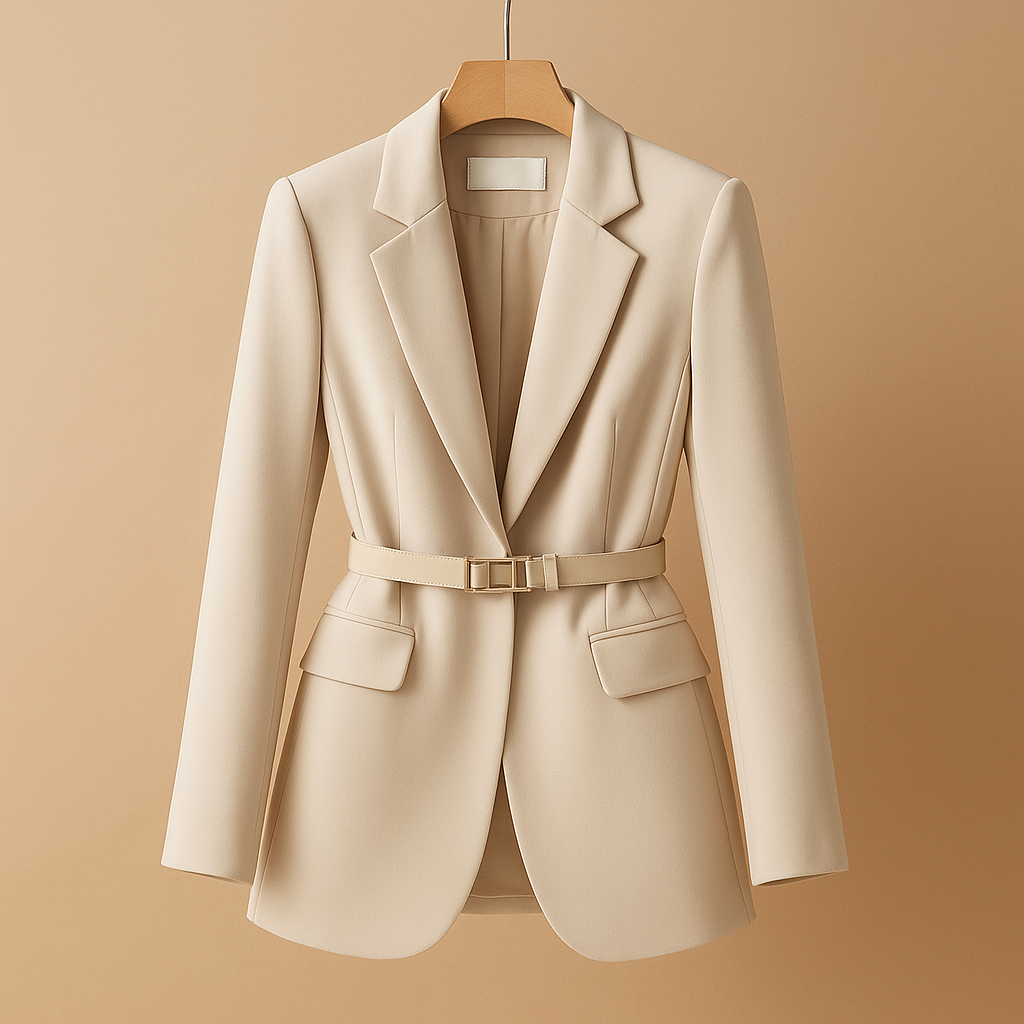 Women’s elegant tailored blazer with a minimalist design and flattering fit, suitable for work, business occasions, and evening outings.
