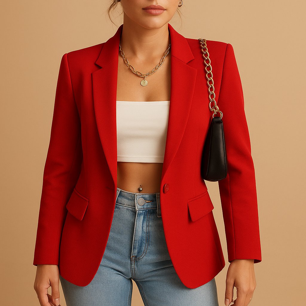 Women’s elegant tailored blazer with a fitted cut and classic-modern design, suitable for office wear, formal events, and stylish casual outfits.