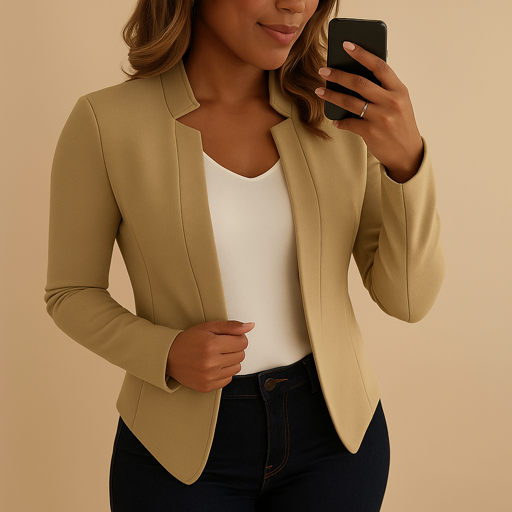 Women’s lightweight blazer with a classic lapel collar and regular fit, perfect for spring and summer business or casual outfits.