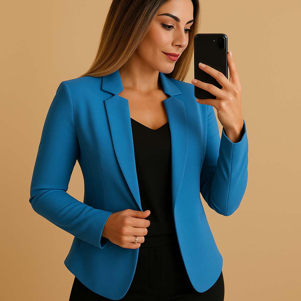 Women’s lightweight blazer with a classic lapel collar and regular fit, perfect for spring and summer business or casual outfits.