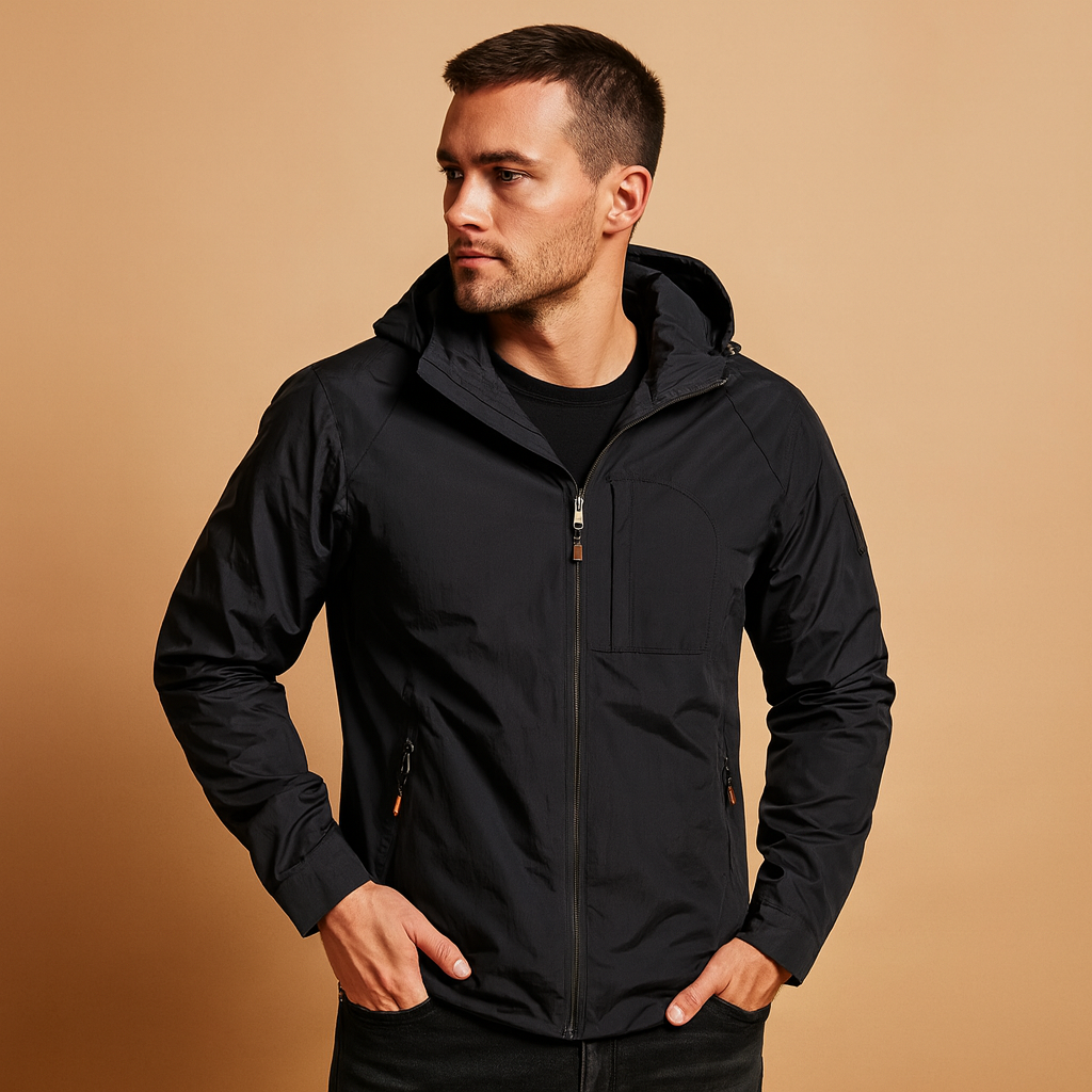 Men’s lightweight summer jacket with breathable fabric and multiple pockets, suitable for outdoor activities and everyday wear.