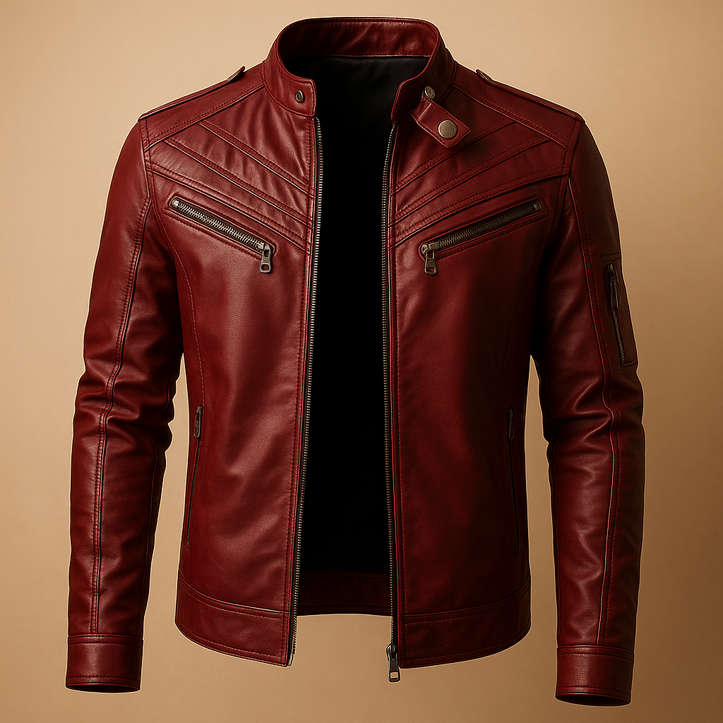 Men’s quilted jacket with a stand up collar, zip pockets, and a comfortable fit, suitable for casual outfits and formal occasions.