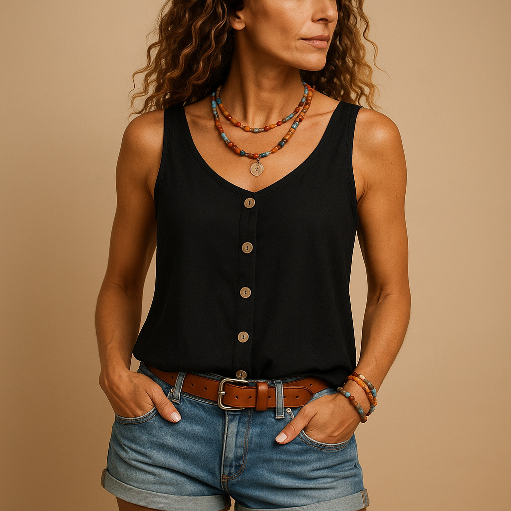 Sleeveless V-neck summer top for women | Isla