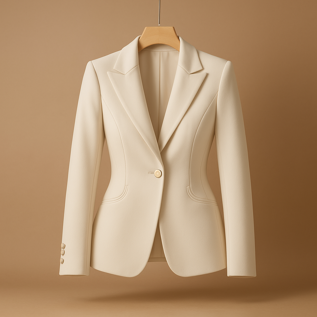 Women’s slim fit blazer with a classic lapel collar and lightweight design, ideal for casual outfits and everyday wear.