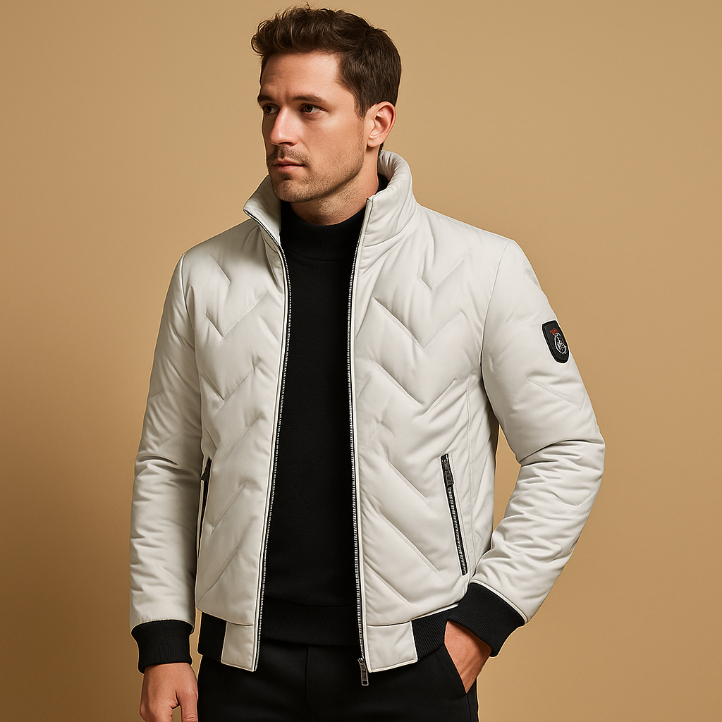 Men’s timeless puffer jacket with quilted construction and practical pockets, suitable for daily wear, outdoor activities, and casual outings in cold weather.
