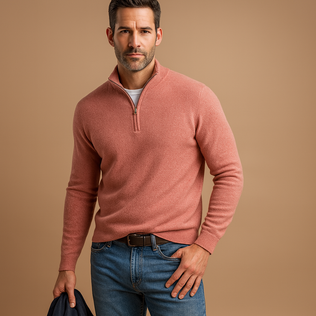 Men’s zipper cardigan with a soft warm feel and timeless design, ideal for daily wear, work, and casual autumn or winter outfits.